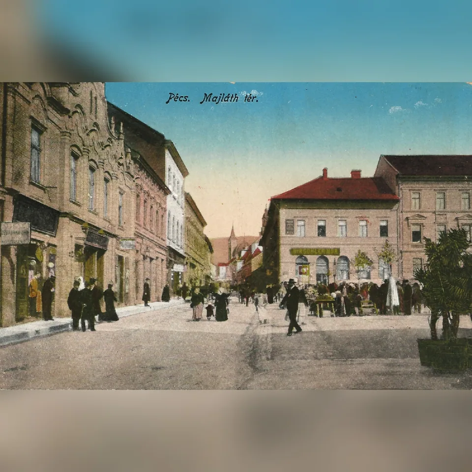 A pécsi Majláth tér (ma: Kossuth tér) 1916 körül