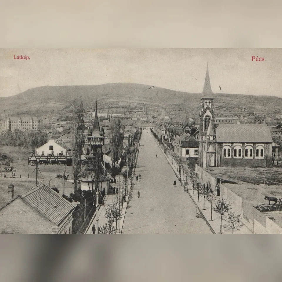A pécsi Indóház (ma: Szabadság) utca 1911 körül