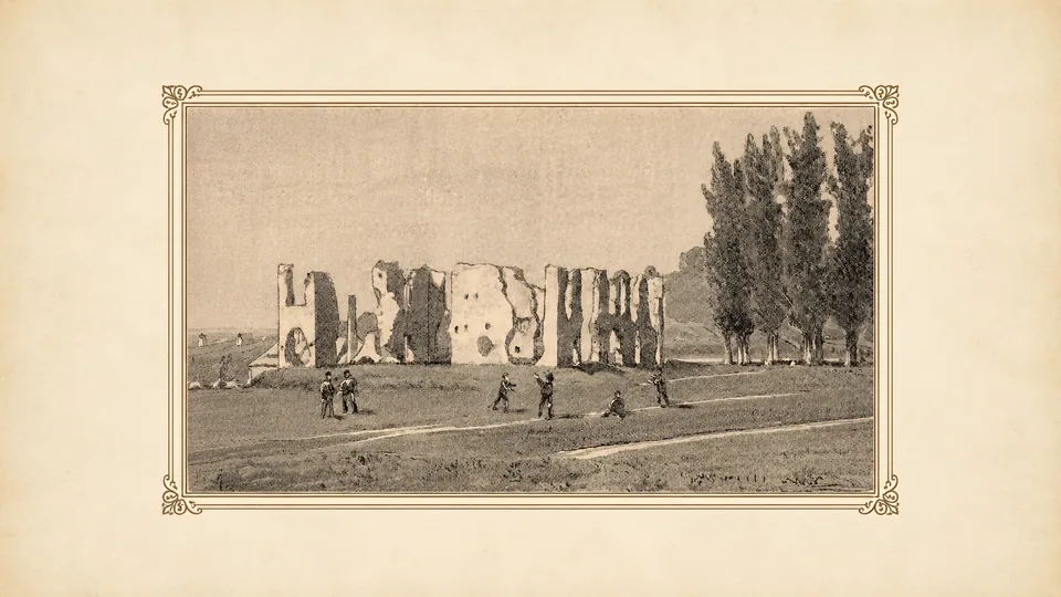 A tettyei romok Pécsett Dörre Tivadar 1888-ban megjelent, kevéssé ismert rajzán